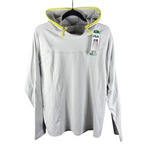 Fila Hoodie‎ Womens XL Gray Neon Yellow Trim Pullover Activewear